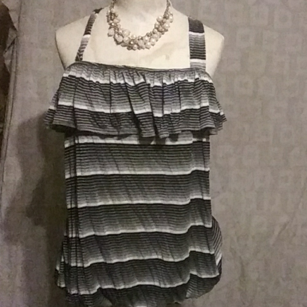 Black,gray, and white tank top.